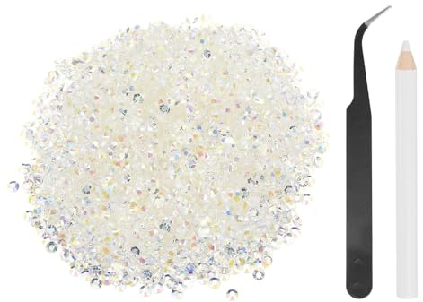 sourcing map 4000 diamantes de imitación de resina con parte trasera plana, SS16 de 4 mm, gemas de brillo redondas a granel con herramientas de recogida para manualidades, vasos, tazas, ropa