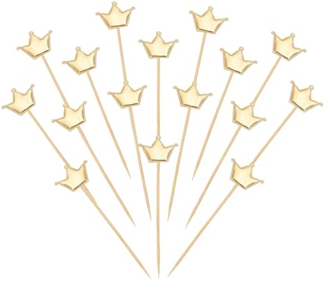 YELARXI Crown Cupcake Toppers Glittery Princess Cake Toppers Mini Cupcake Picks, Fit for Wedding Engagement Birthday Party Cake Decorations (30 Pack, Gold)