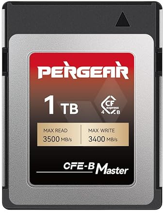 PERGEAR Professional Master Series 1TB CFexpress 4.0 Typ B Speicherkarte | bis zu 3500MB/s Lesegeschwindigkeit 3400MB/s Schreibgeschwindigkeit für 8K-Videoaufnahmen, für R5/R5C/Z8/Z9/Z7 II DSLR-Kamera
