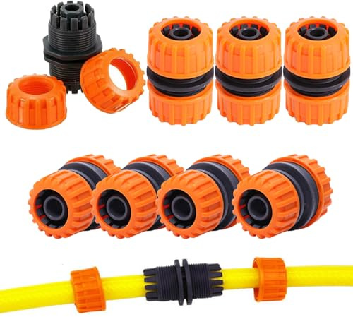 1/2' Hose Repair Connector Extender, 8 Pcs Garden Hose Pipe Joiner Connector Extension Quick Repair Fix Damaged and Leaking