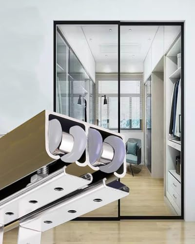 Kit per Porta Scorrevole Kit per Porta a Scomparsa Doppia per Porta Scorrevole Bypass, Kit ferramenta per Binario da 30 48 60 72 96 Pollici per Installazione Porta del fienile, Binario per p