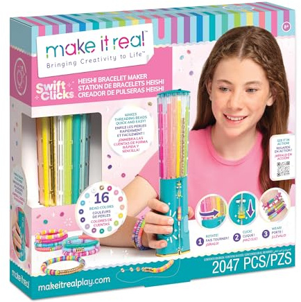 Make It Real – Bracelet Maker Heishi Perlen | Freundschaftsarmbänder Selber Machen Mit Karussell, 2040 Heishi-perlen, Schnur Und Werkzeugen | Armband Maschine | Geschenke Mädchen 8 Jahre