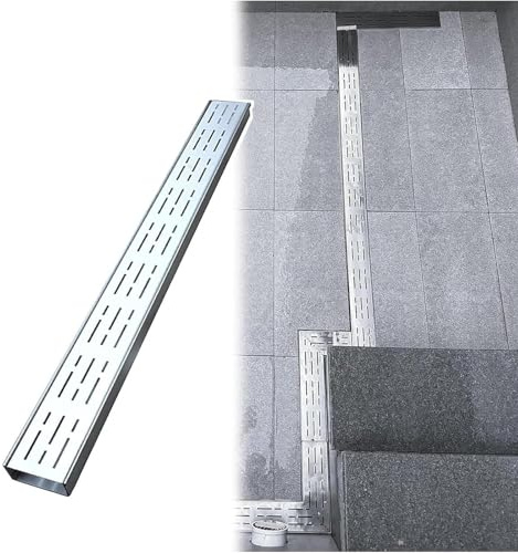Canaletta Scolo Acqua Piovana Canalette di Drenaggio Strette per Patio Esterne, Scarichi A Fessura per Vialetti Slim Griglia di Drenaggio Stretta per Patio Linear Canale Drenaggio(15x8cm/6x3.1in)