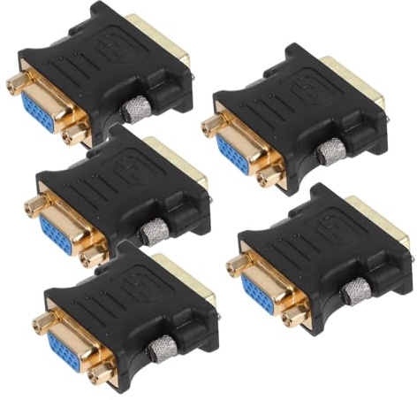 FUNNETOYU 5pcs Dvi Male to Vga Female Adapter Converter with Pins for Stable HD Video Transmission Plug and Play Compatible with Computer Monitors Projectors and Tvs Easy Setup and Wide