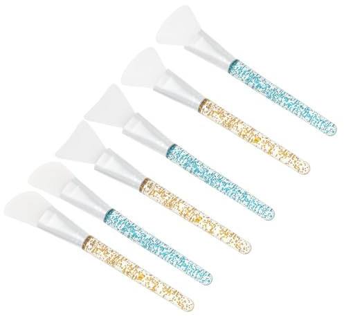 Tofficu Set 6 Pennelli per Maschere Facciali in Silicone, Applicatori per Trucco Testina Flessibile, Manico Ergonomico, Adatti per Zone Delicate del Viso e Trattamenti di Bellezza