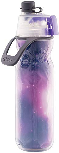 O2COOL Mist 'N Sip Misting Water Bottle 2-in-1 Mist And Sip Function With No Leak Pull Top Spout Sports Water Bottle Reusable Water Bottle - 20 oz (Celestial Purple)