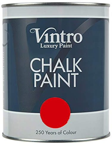 Vintro | Red Chalk Paint | Furniture Paint | Shabby Chic | Upcycle | Decorate | Ultra Matt Finish | 1 Litre (Valentine)