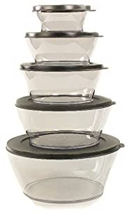 Tupperware Clear Collection 2,4L+1,3L+ 990ml+610ml + 290ml svart 36487