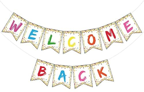 Losuya Bunte Wimpelkette mit Aufschrift Welcome Back (in englischer Sprache), Girlande, Partygeschenke, hängende Dekorationen