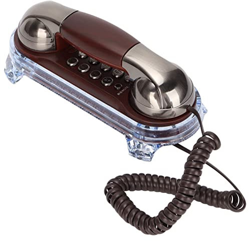 Goshyda Retro-Wandtelefon mit Schnur, Vintage-Antik-Telefon, Tonwahl, EIN-Tasten-Stummschaltung, Wahlwiederholungspausenfunktion mit Unterlicht, Festnetz für Home Hotel(Patina)