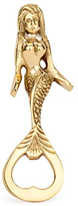 NKlaus Maritim apribottiglie sirena in ottone oro 13,5cm apribottiglie decorativo per bar o cucina 11562