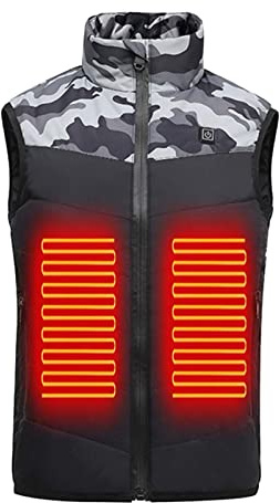 Gilet Chauffant Electrique Enfants USB Garçons Filles Veste Chauffante 3 Températures Réglables avec Poches Doudoune Sans Manche imprimé Anime Vêtements Chauffants Lavable pour Ski