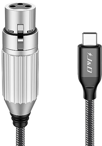 J&D Cavo Audio Microfonico da USB C a XLR, Cavo Microfonico Intrecciato da USB C a XLR Femmina per Registrazione Audio, Microfono Dinamico, Compatibile con iPhone 15/15 Plus/15 Pro/15 Pro Max, 1 m