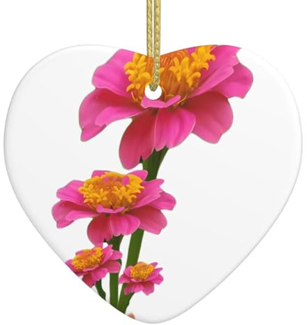 BROLEO Feines Blatt Chrysantheme Weihnachten Keramik Liebe Anhänger Dekoration – Hängende Ornament für Geschäfte und Häuser – 7,4 cm