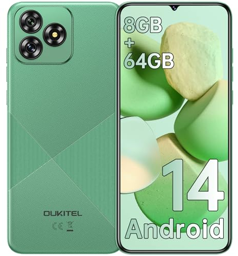 OUKITEL C53 Android 14 Smartphone Ohne Vertrag - 8GB+64GB/1TB erweiterbar Handy Ohne Vertrag, Octa Core 6,6 HD+ Smartphone, 13MP+5MP Kamera 4300mAh, 4G Dual SIM Simlockfreie Handys, Gesicht/GPS, Grün