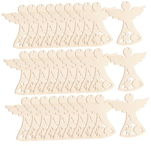 STOBOK Holzausschnitte in Engelsform 30 Stück Holzbastelbretter für Jungen und Mädchen Dekorativ und Bemalbar