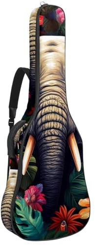 Tasche für Akustikgitarre, wasserdicht, Gigbag mit mehreren Taschen, passend für 40/41/42 Zoll Gitarren, bunter Elefant, mehrfarbig, 42.9x16.9x4.7 in, Gitarrentasche