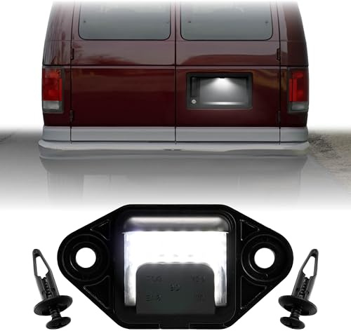 USR 92-18 Econoline Van License Plate Light – Plate Lamps 1pc - Compatible with 1992-2018 Ford E150 E250 E350 E450 Full Size Van E-150 E-250 E-350 E-450 All Models Super Duty (LED WHITE 6000K UPGRADE)