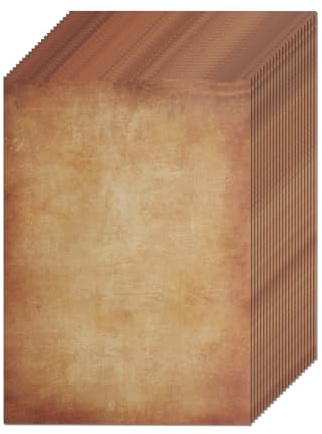 70 Fogli diCarta Kraft Antica, Carta da Lettere Vintage DIN A4, Carta Cancelleria Vintage Doppia Faccia Formato Vecchia Simile Alla Cartas Pergamena per Scrivere Stampare Lettere (Giallo scuro)