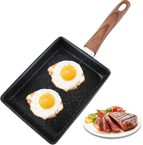 fkngcp Japanese Omelette Pan, Square Fried Egg Pan, Omelette Non Stick, Egg Frying with Wooden Handle for Pancake, Crepe, Fried Japanese