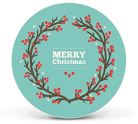 banjado Magnettafel Ø 47cm Weiß - Magnetwand aus Metall - Magnetpinnwand als Memoboard - Pinnwand Magnettafel Küche, Büro, Kinderzimmer inkl. 4 Magnete & Montageset - Weihnachtsranke