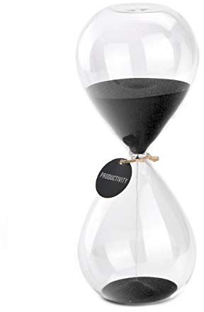 SWISSELITE Hourglass Sand Timers, Hourglass Sand Clock Inspired Glass for Home, Desk, Office Decor(8Inch-30Mins Black Beauty)
