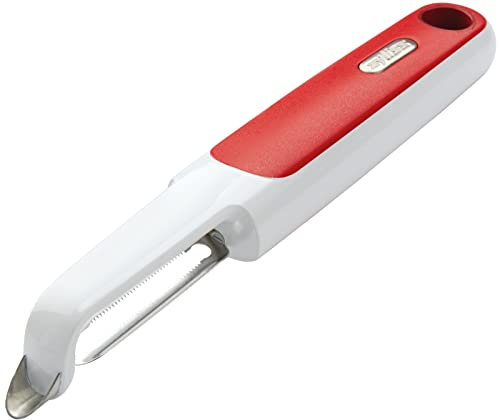 Zyliss E950018 Pelador Tomates, Plástico/Acero inoxidable, Blanco/Rojo, Pelador de Frutas con Cuchilla Serrada Para Pelar Tomates, Kiwis, Melocotones, Apto Para Lavavajillas