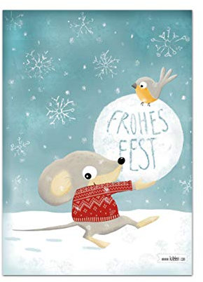 Frohes Fest Weihnachtskarte Maus - Postkarte Set 10 Stück - Illustration Neutral Weihnachten Winter Schnee Glückwunschkarte