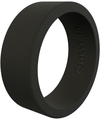 QALO Basic & Flat Silicone Ring for Men - Men’s Silicone Wedding Band - Durable & Breathable Engagement Rings for Him - Modern Men's Promise Ring - 8mm x 2mm