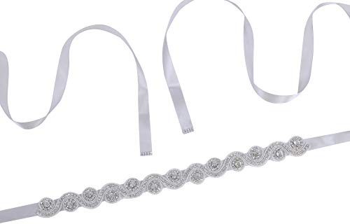 Amorar Damen Hochzeit Schärpe Sash Braut Gürtel Taillengürtel Strass Hüftgürtel Kleid Belt Kristall Brautschärpe für Brautjungfernkleider Ballkleid Abendkleider Lang 275CM