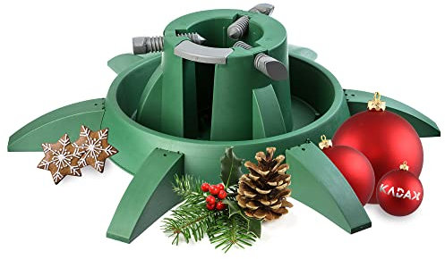 KADAX Soporte para árbol de Navidad con depósito de agua, moderno soporte de plástico resistente para árboles, varios tamaños, estable, verde (altura del árbol hasta 3,3 m)
