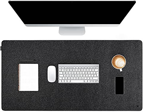FORMGUT Schreibtischunterlage Filz, Laptop Unterlage, Desk Mat (120x60 cm - Dunkelgrau) - Mauspad XXL, Unterlage Schreibtisch Unterlegmatte, Tischunterlage