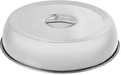 Yardwe - Cubre hamburguesa y cúpula para derretir queso con asa para tapa plana (cm), color plateado, acero inoxidable, plata, 24x24cm