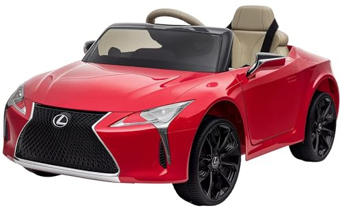 HOMCOM Kinderauto Kinderfahrzeug das offiziell lizenzierte Aufsitz-Lexus LC500 für 3-6 Jahre Elektroauto mit 2,4G Fernsteuerung MP3/USB Licht Musik Kunststoff Metall Rot 106 x 43 x 44 cm