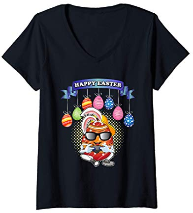 Damen Gaming Easter Egg Gamer Boy Girl Video Game Controller Kids T-Shirt mit V-Ausschnitt