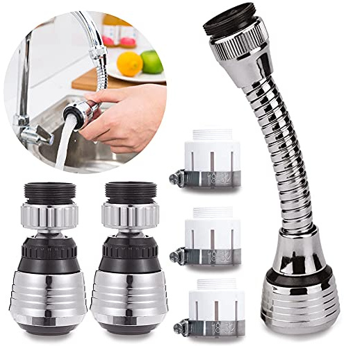 3-in-1 Wasserhahn-Luftsprudler mit Flexiblem Wassersparenden Schlauch, 360°Swivel Edelstahl Wasserhahn für Küche und Badezimmer