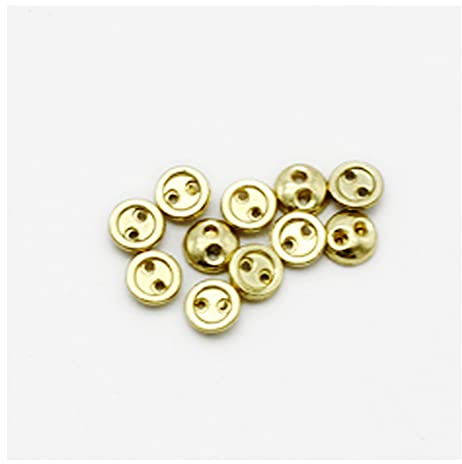 50 st 2-håls mini metall runda knappar små brödknappar för docka kläder Väska dekoration Sy hantverk (gyllene, 5mm)