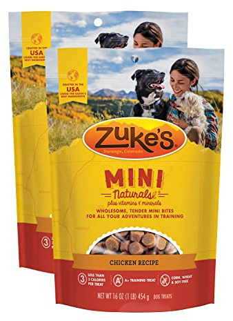 Zuke's Mini Naturals Dog Training Treats, Soft Mini Dog Treats with Vitamins & Minerals, Made for All Breed Sizes Chicken, 16 Ounce (Pack of 2)