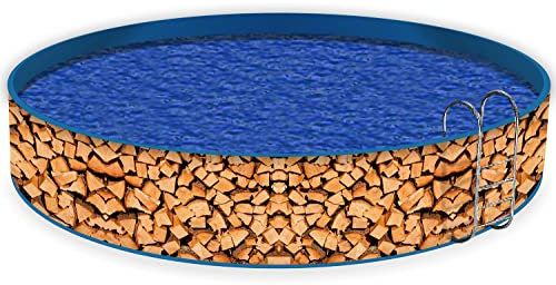 Wallario Pool Verkleidung mit Motiv und Ösen, Umrandung Dekoration, Motiv Holzstapel gehackt - Holzscheite für den Kamin, Größe Höhe 100 cm x L 10m