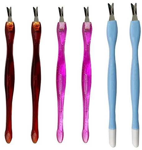 Nagelhautentferner Nagelhautschieber Nagelhautschneider 6 Stück V-förmiger Hautentferner doppelseitig Gummi Nagelreiniger Werkzeug 3 Farben
