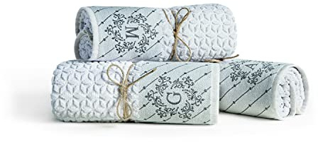 Coppia Asciugamani Viso e Ospite con Ricamo Iniziale Lettera Alfabetica Colore Bianco 100% Cotone Idea Regalo Produzione Italiana (Bianco, C)