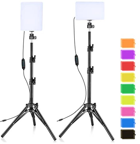 SEDGEWIN LED Video Light Kit 2 Pack, USB Photography Lighting 6500K Dimmable Studio photo light Streaming Light with 9 Color Filters Tripod for Filming YouTube TikTok Video Recording Gaming Streaming