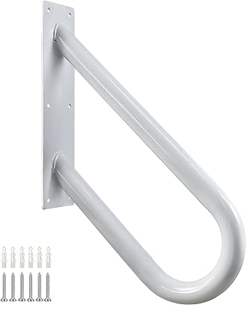 Pasamanos de escalera montaje en pared, barandillas para 1-2 pasos, pasamanos en forma de U (46 cm, tubo de 3.2 cm, blanco)