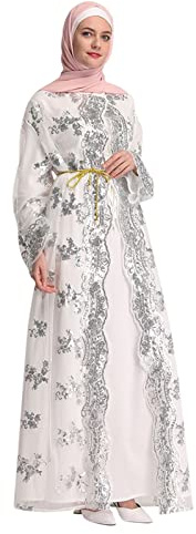 Muslimisches Kleid für Damen, Arabischer Kaftan in Voller Länge Ethnische Kleidung Islamische Marokkanische Ramadan Robe