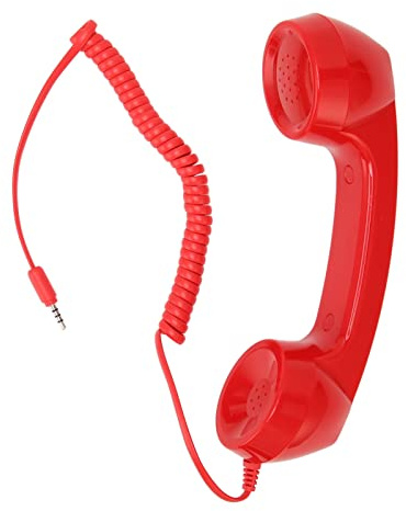 Asixxsix Auricular de Teléfono Retro, a Prueba de Radiación Receptor de Teléfono Celular de 3,5 Mm Micrófono Altavoz Auriculares de Teléfono Retro Vintage para Computadoras de Teléfonos (Rojo)