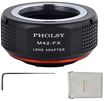 PHOLSY Objektivadapter Kompatibel mit M42 42mm Objektiv und Fuji X Kamera | Manueller Bajonettadapter Kompatibel mit M42 auf Fujifilm X, 42mm auf Fuji X, M42 auf X