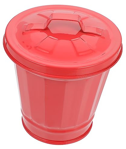 Cabilock Mini-mülleimer Aus Eisen Mit Deckel Für Schreibtisch Als Behälter Oder Blumentopf Geeignet Mit Praktischer Tütenhalterung