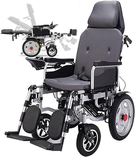 90-180° Lie Flat Carrozzine pieghevoli con schienale alto Sedia a rotelle elettrica reclinabile Anziani Veicoli per la mobilità Ausili per disabili Scooter (Color : B)