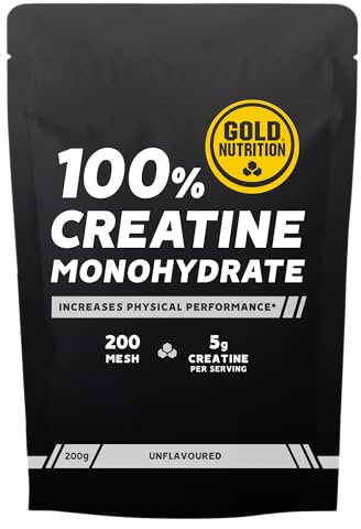 GoldNutrition, 100% Creatine Monohydrate, Creatina Monohidratada, Creatina en Polvo 100% Pura para Aumentar el Rendimiento y la Potencia Muscular, Sabor Neutro, 40 Raciones, 200 g