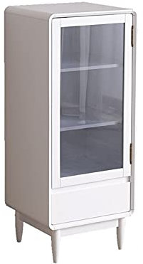 MOOWI Weinschrank Weinschrank aus Holz mit 1 Schublade und 1 Tür, multifunktionaler Aufbewahrungsschrank for das Wohnzimmer in der Küche Barschrank (Color : White)